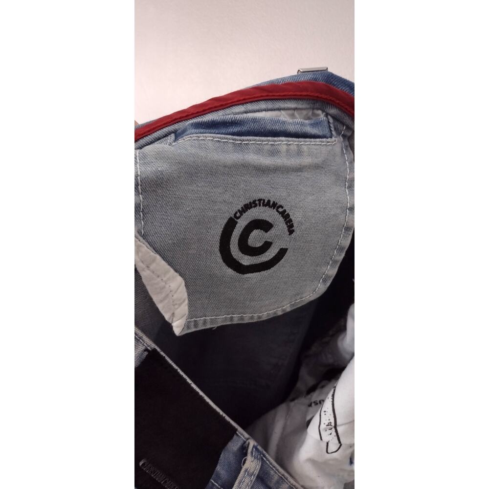 Vintage Y2K Denim Jeans Christian Carera  40 x 32 Distressed Light Wash - Picture 14 of 16